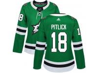 #18 Authentic Tyler Pitlick Green Adidas NHL Home Women's Jersey Dallas Stars