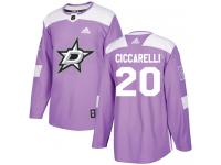 #20 Authentic Dino Ciccarelli Purple Adidas NHL Men's Jersey Dallas Stars Fights Cancer Practice