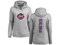 #20 Pete Alonso Women's Ash Baseball - Backer New York Mets Pullover Hoodie