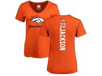 #22 Kareem Jackson Orange Football Backer Women's Denver Broncos T-Shirt