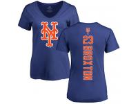 #23 Keon Broxton Women's Royal Blue Baseball - Backer New York Mets T-Shirt