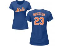 #23 Keon Broxton Women's Royal Blue Baseball - Name & Number New York Mets T-Shirt