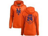 #24 Robinson Cano Orange Baseball RBI Women's New York Mets Pullover Hoodie