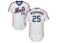 #25 Authentic Adeiny Hechavarria Men's White Baseball Jersey - Alternate New York Mets Flex Base