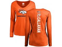 #29 Bryce Callahan Orange Football Backer Women's Denver Broncos Long Sleeve T-Shirt
