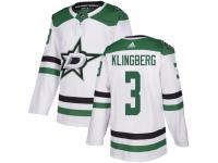 #3 Authentic John Klingberg White Adidas NHL Away Men's Jersey Dallas Stars