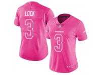 #3 Limited Drew Lock Pink Football Women's Jersey Denver Broncos Rush Fashion