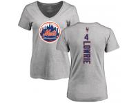 #4 Jed Lowrie Women's Ash Baseball - Backer New York Mets T-Shirt