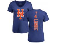 #4 Jed Lowrie Women's Royal Blue Baseball - Backer New York Mets T-Shirt