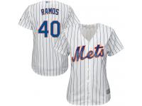 #40 Authentic Wilson Ramos Women's White Baseball Jersey - Home New York Mets Cool Base