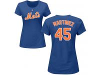 #45 Pedro Martinez Women's Royal Blue Baseball - Name & Number New York Mets T-Shirt