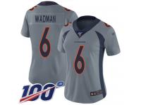 #6 Limited Colby Wadman Silver Football Women's Jersey Denver Broncos Inverted Legend 100th Season