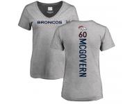 #60 Connor McGovern Ash Football Backer V-Neck Women's Denver Broncos T-Shirt