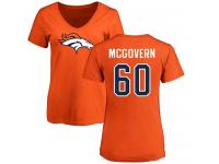#60 Connor McGovern Orange Football Name & Number Logo Women's Denver Broncos T-Shirt