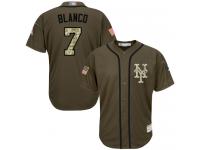 #7 Authentic Gregor Blanco Youth Green Baseball Jersey - New York Mets Salute to Service