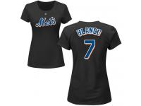 #7 Gregor Blanco Women's Black Baseball - Name & Number New York Mets T-Shirt
