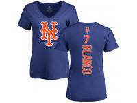#7 Gregor Blanco Women's Royal Blue Baseball - Backer New York Mets T-Shirt