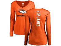 #70 Ja'Wuan James Orange Football Backer Women's Denver Broncos Long Sleeve T-Shirt