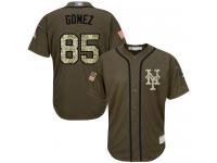 #85 Authentic Carlos Gomez Youth Green Baseball Jersey - New York Mets Salute to Service