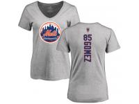 #85 Carlos Gomez Women's Ash Baseball - Backer New York Mets T-Shirt