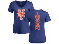 #85 Carlos Gomez Women's Royal Blue Baseball - Backer New York Mets T-Shirt