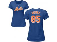#85 Carlos Gomez Women's Royal Blue Baseball - Name & Number New York Mets T-Shirt