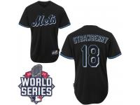 Black Darryl Strawberry Men #18 Majestic MLB New York Mets Fashion 2015 World Series Jersey
