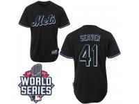 Black Tom Seaver Men #41 Majestic MLB New York Mets Fashion 2015 World Series Jersey