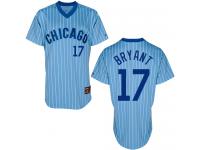 Blue Throwback Kris Bryant Men #17 Majestic MLB Chicago Cubs Cooperstown Jersey