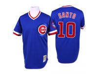 Blue Throwback Ron Santo Men #10 Mitchell And Ness MLB Chicago Cubs Jersey