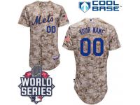 Camo Customized Women Majestic MLB New York Mets 2015 World Series Cool Base Alternate Jersey