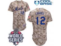 Camo Juan Lagares Men #12 Majestic MLB New York Mets 2015 World Series Cool Base Alternate Jersey