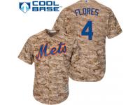Camo Wilmer Flores Men #4 Majestic MLB New York Mets Cool Base Alternate Jersey