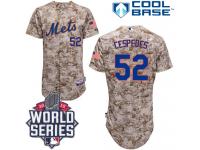 Camo Yoenis Cespedes Men #52 Majestic MLB New York Mets 2015 World Series Cool Base Alternate Jersey