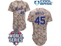 Camo Zack Wheeler Youth #45 Majestic MLB New York Mets 2015 World Series Cool Base Alternate Jersey