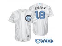 Chicago Cubs #18 Ben Zobrist Majestic White Fashion 2016 Father's Day Cool Base Jersey