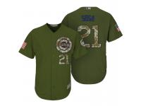 Chicago Cubs #21 Sammy Sosa Camo Olive Salute Official Cool Base Player Jersey