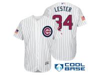 Chicago Cubs #34 Jon Lester White Stars & Stripes 2016 Independence Day Cool Base Jersey