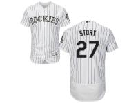 Colorado Rockies #27 Trevor Story White Strip Flexbase Authentic Collection Stitched Baseball Jersey