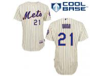 Cream Lucas Duda Men #21 Majestic MLB New York Mets Cool Base Home Jersey