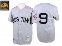 Grey 1939 Throwback Ted Williams Men #9 Mitchell And Ness MLB Boston Red Sox Jersey