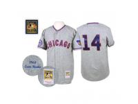 Grey 1968 Throwback Ernie Banks Men #14 Mitchell And Ness MLB Chicago Cubs Jersey
