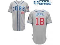Grey Ben Zobrist Men #18 Majestic MLB Chicago Cubs Cool Base Alternate Road Jersey