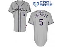 Grey Carlos Gonzalez Men #5 Majestic MLB Colorado Rockies Cool Base Road Jersey