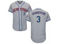 Grey Curtis Granderson Men #3 Majestic MLB New York Mets Flexbase Collection Jersey