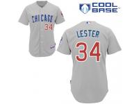 Grey Jon Lester Men #34 Majestic MLB Chicago Cubs Cool Base Road Jersey