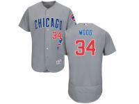 Grey Kerry Wood Men #34 Majestic MLB Chicago Cubs Flexbase Collection Jersey