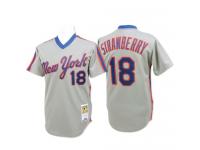 Grey Throwback Darryl Strawberry Men #18 Mitchell And Ness MLB New York Mets Jersey