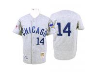 Grey Throwback Ernie Banks Men #14 Mitchell And Ness MLB Chicago Cubs Jersey