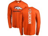 Men #22 Kareem Jackson Orange Football Backer Denver Broncos Long Sleeve T-Shirt
